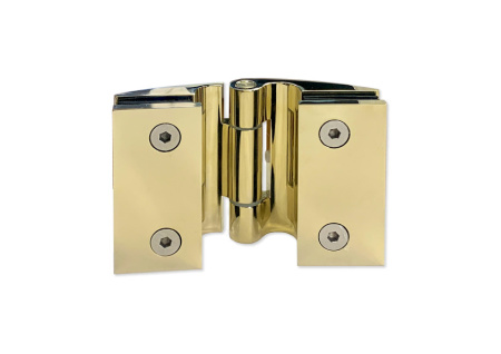 Петля Бергамо, стекло-стекло. Пластиковые накладки. латунь, золото. РАСПРОДАЖА -70%