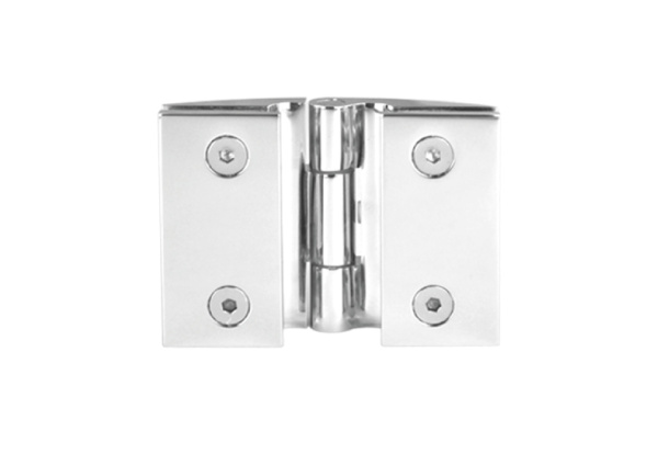 Петля Бергамо, стекло-стекло. Крышки на защелках. латунь, хром