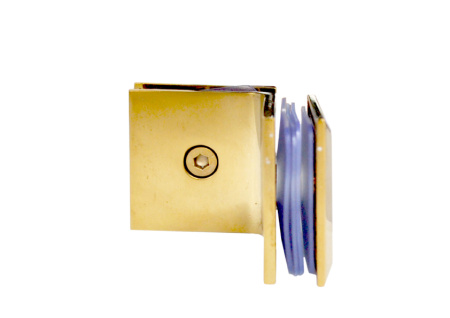 Коннектор стекло-стекло 90°, латунь, золото. РАСПРОДАЖА -70%