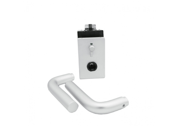 Замок №3 с нажимной ручкой и притвором. Защелка сантехническая, анод.алюм.