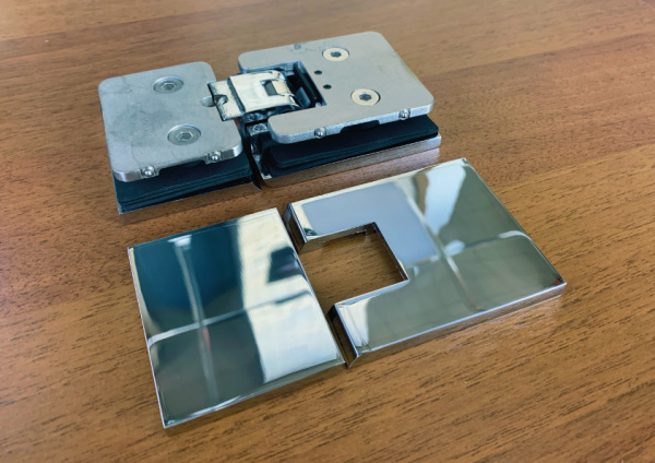 Петля Венеция, стекло-стекло, латунь, хром