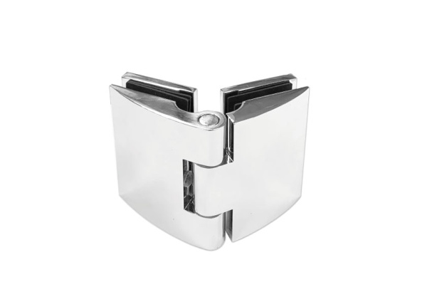 Петля Бергамо, стекло-стекло. Крышки на защелках. латунь, хром